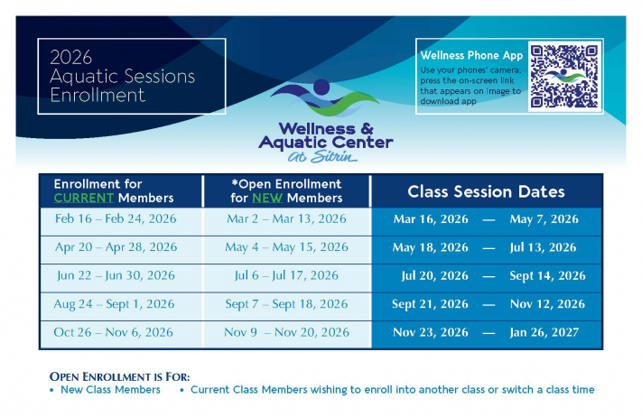 WELL Aquatic Session Enrollment Dates 25 27